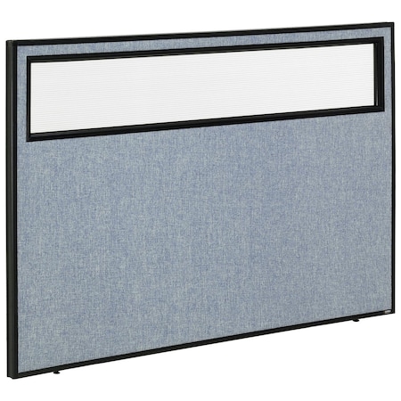60-1/4W X 42H Office Partition Panel With Partial Window, Blue